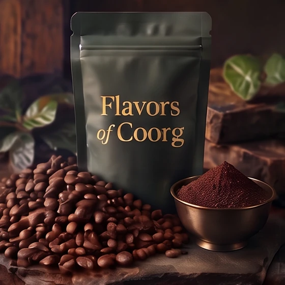 Coorg coffee beans and freshly ground coffee